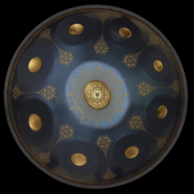 BLUE + Gold Dimple Mandala 9-12 Note Handpan in all Scales | Generation 4